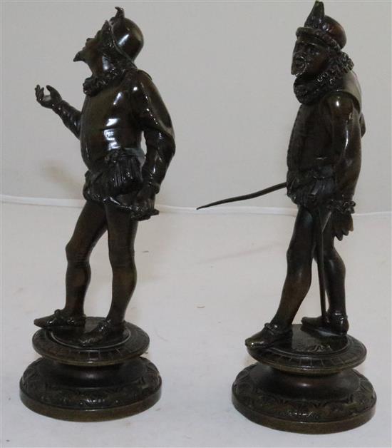 Emile Guillemin (1841-1907). A pair of bronze figures of 17th century duelists, 7.5in.